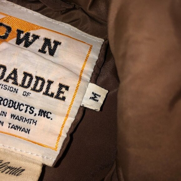 Vintage Ski Daddle Medium Brown Duck Down Feathers Snap Front Zip Pockets Vest M - Picture 8 of 11